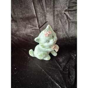 Vintage 1950’s Norcrest Powder Blue Kitty Figurine, #8001, 3.5” X3.5”